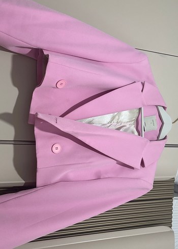 Pembe Mini Kadın Blazer Ceket - Görsel 3