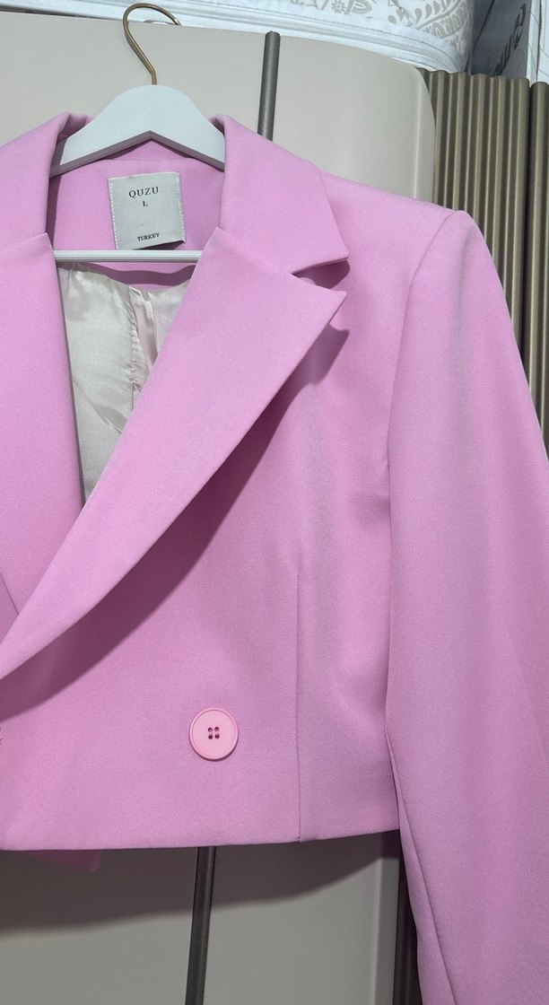 Pembe Mini Kadın Blazer Ceket - Görsel 2