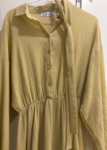 Bej Uzun Keten Elbise - Görsel 3