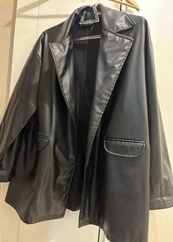 Düğmeli Siyah Deri Kadın Ceket - Görsel 3