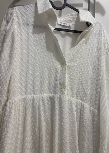 Uzun Kollu Beyaz Pilili Kadın Tesettür Elbise - Görsel 3