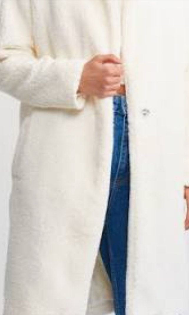 Beyaz Midi Kadın Kürklü Kaban - Görsel 2