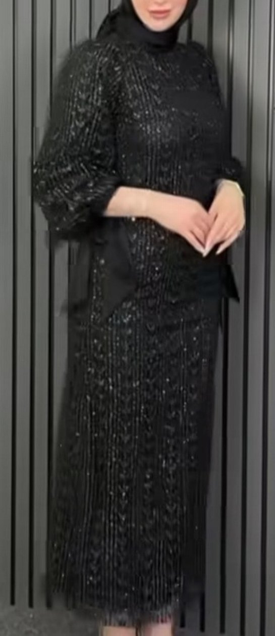 Siyah Uzun Kollu abiye - Görsel 2