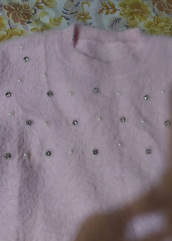 Pembe Yuvarlak Yakalı Kazak - Görsel 2