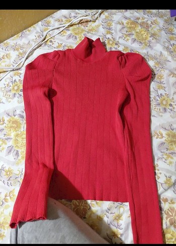 Kırmızı Balıkçı Yaka Triko Kadın Kazak - Görsel 3