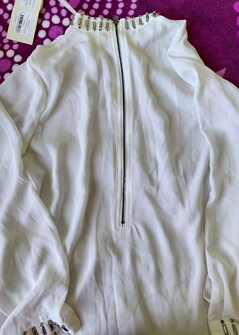 Düğmeli Beyaz Uzun Kollu Kadın Gömlek - Görsel 4