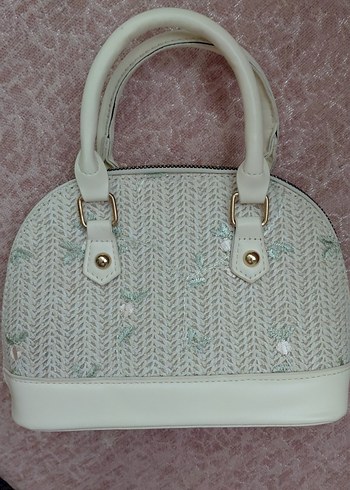 Bej Nakışlı Örgü Kadın Çanta - Görsel 2