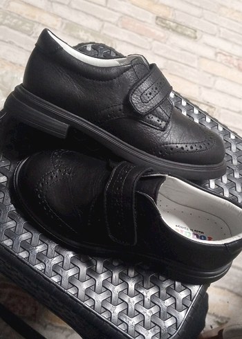 Kemerli hakiki deri Siyah Erkek Çocuk Özel Ayakkabı - Görsel 4