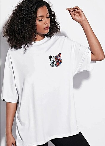 Panda Baskılı Oversize T-shirt