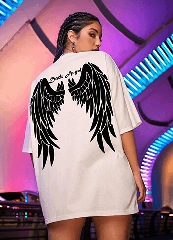 Dark Angel Baskılı Oversize T-shirt