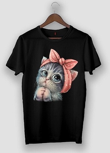 Kedi Baskılı Oversize T-shirt