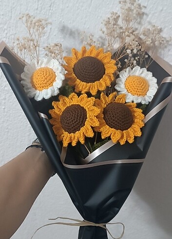 Ayçiçeği solmayan çiçek buketleri 