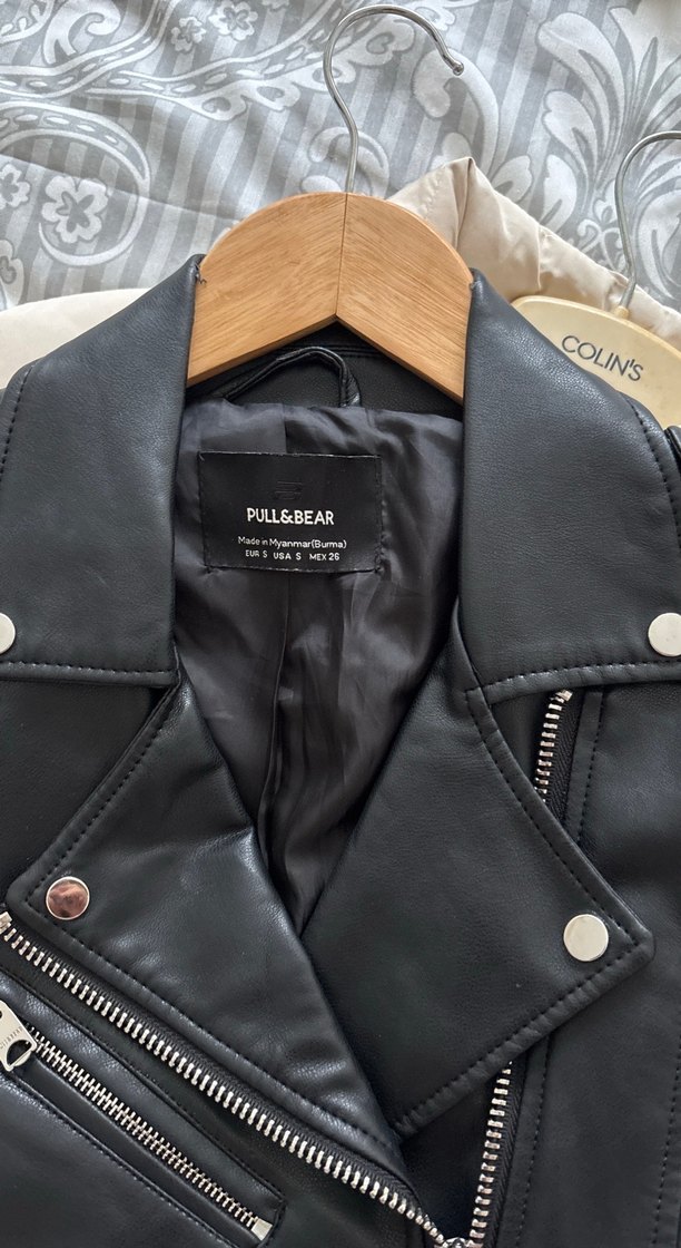 Kemerli Siyah Biker Deri Kadın Ceket - Görsel 2