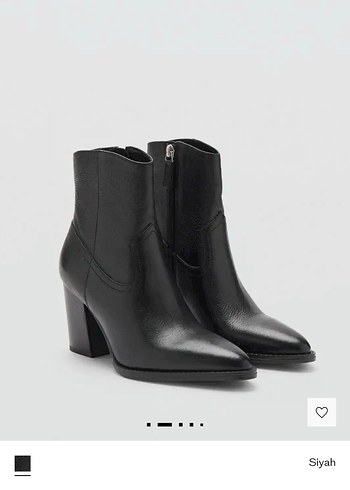 Mango Siyah Deri Topuklu Bot - Görsel 5