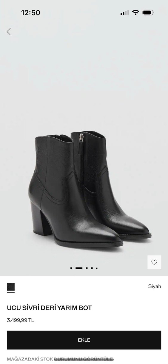 Mango Siyah Deri Topuklu Bot - Görsel 5