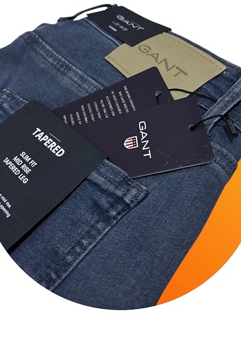GANT Erkek Lacivert Düğmeli Tapered Kot Pantolon - Görsel 3