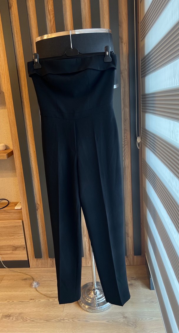 Kadın Siyah Uzun Askılı Tulum - Görsel 3