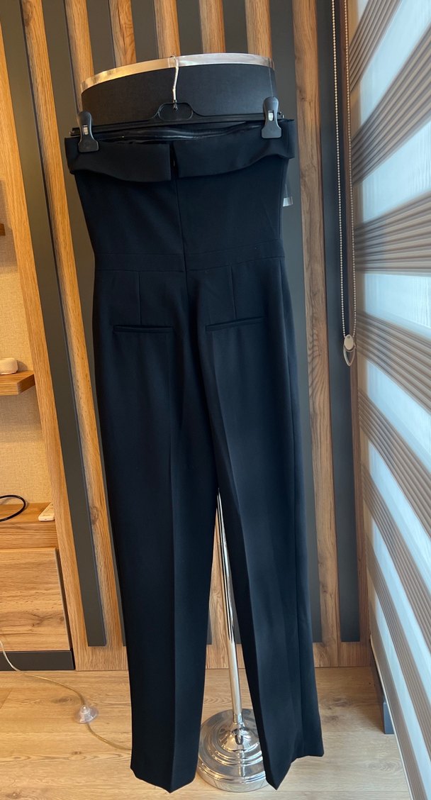 Kadın Siyah Uzun Askılı Tulum - Görsel 5