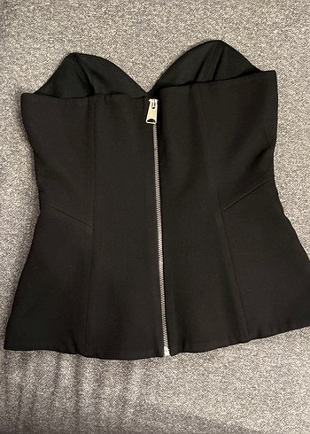 Siyah Straplez Fermuarlı Kadın Büstiyer - Görsel 2