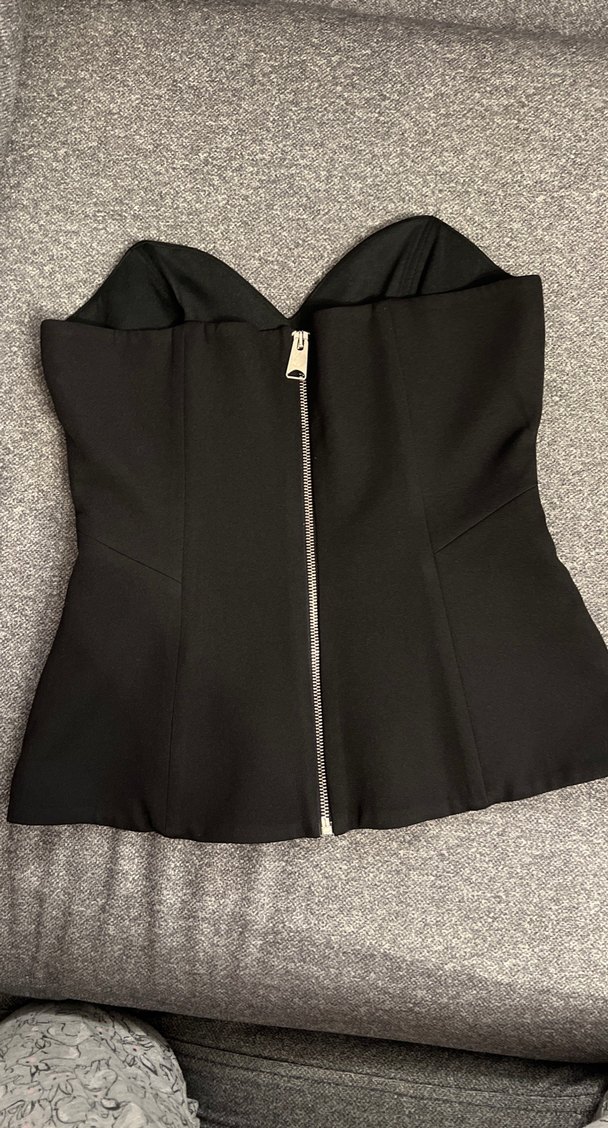 Siyah Straplez Fermuarlı Kadın Büstiyer - Görsel 2