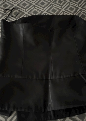 Gri Straplez Mini Bustiyer Fermuarlı - Görsel 6