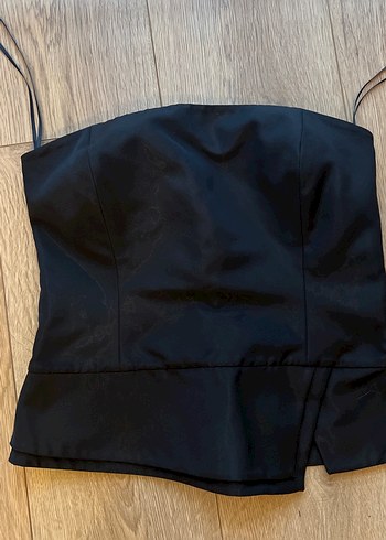 Gri Straplez Mini Bustiyer Fermuarlı - Görsel 4