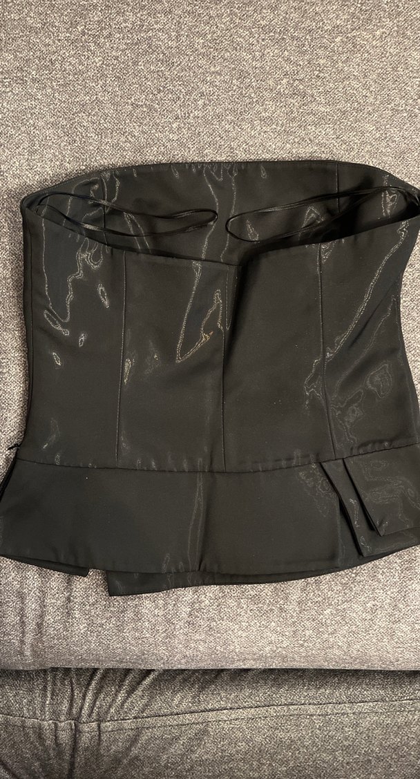 Gri Straplez Mini Bustiyer Fermuarlı - Görsel 2