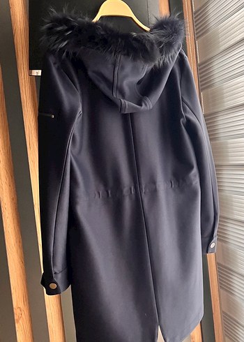 Lacivert Kapüşonlu Kadın trençkot - Görsel 3