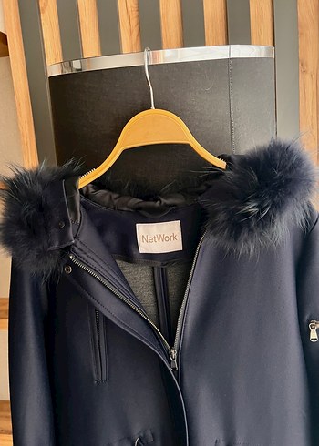 Lacivert Kapüşonlu Kadın trençkot - Görsel 4