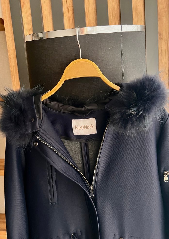 Lacivert Kapüşonlu Kadın trençkot - Görsel 4