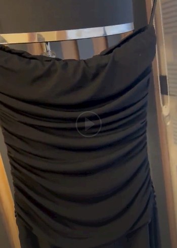 Siyah Drapeli Uzun Straplez Abiye tulum - Görsel 10