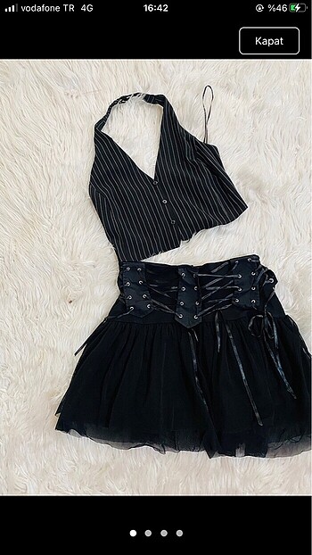 gotik şifon zımbalı etek