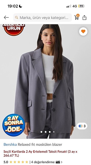 Bershka gri blazer