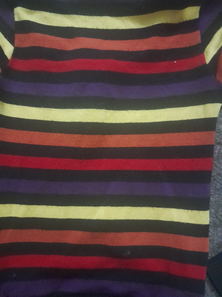 Çok Renkli Çizgili Kadın Triko Kazak - Görsel 3