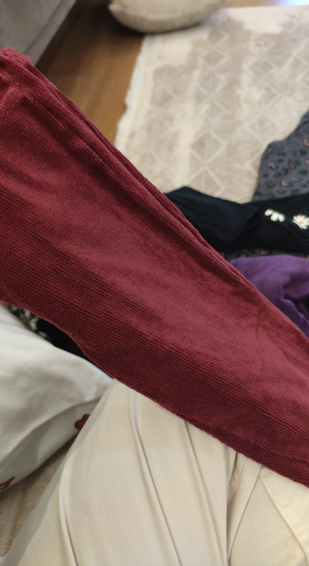 Bordo Örgü kadife kız Taytı - Görsel 4