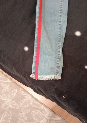 Çizgili Kadın Kot Pantolon - Görsel 3