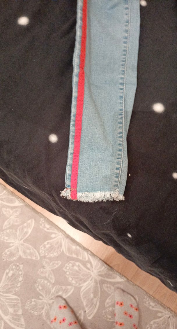 Çizgili Kadın Kot Pantolon - Görsel 3