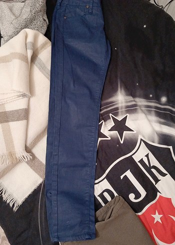 Kadın Mavi Denim Kemerli Pantolon - Görsel 2