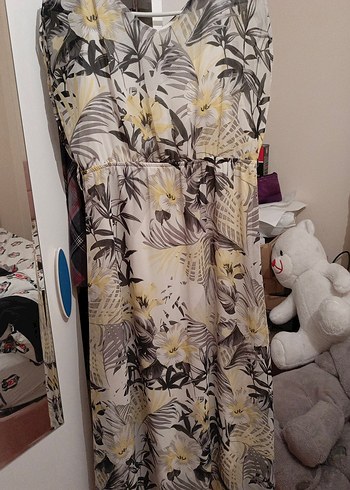 Gri Bohem Desenli Uzun Elbise - Görsel 2