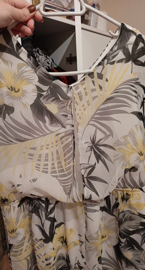 Gri Bohem Desenli Uzun Elbise - Görsel 4