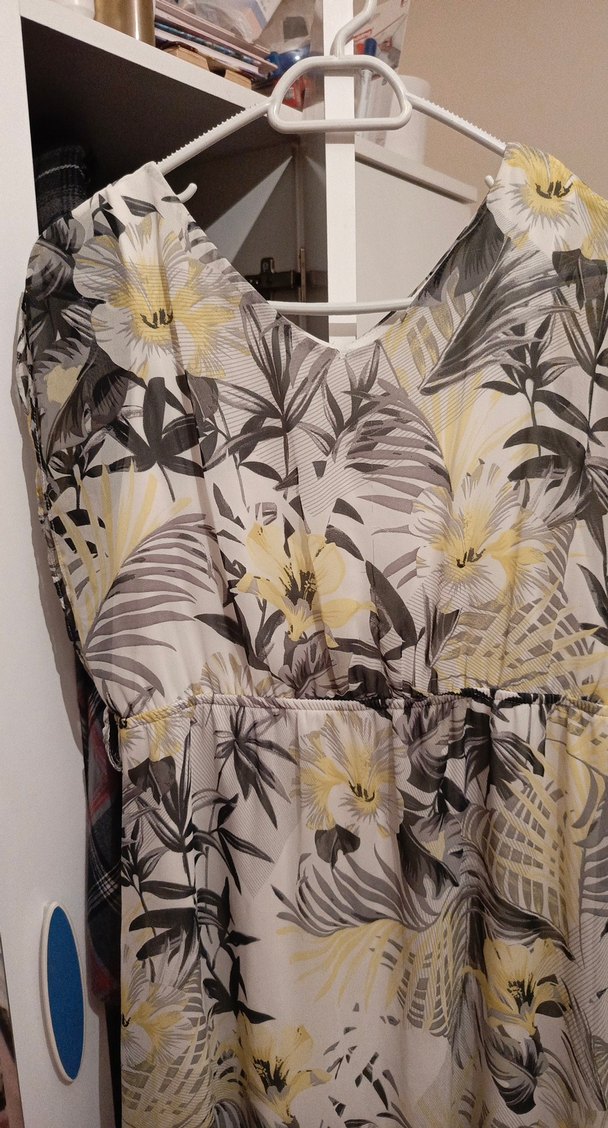 Gri Bohem Desenli Uzun Elbise - Görsel 3