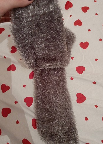 Kadın Gri Bağlama Desenli Yumuşak Çorap - Görsel 2