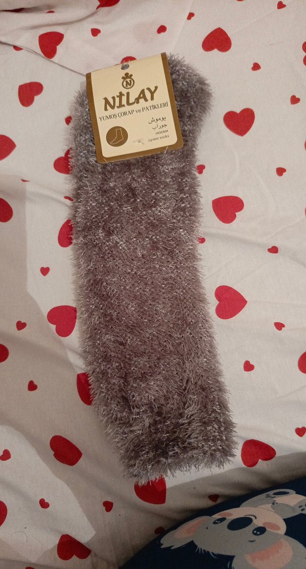 Kadın Gri Bağlama Desenli Yumuşak Çorap - Görsel 3