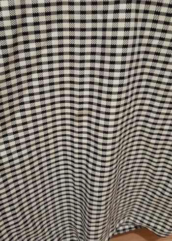 Gri Beyaz Kareli ofis elbise - Görsel 6