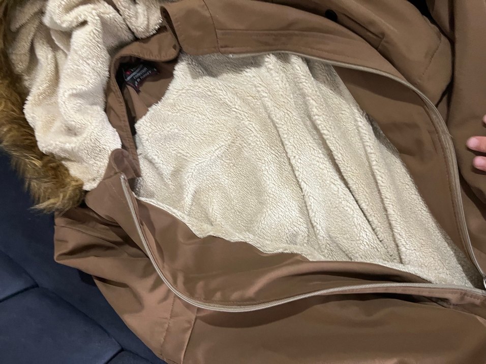 Kahverengi Uzun Kadın Mont Kürklü Kapüşonlu - Görsel 2