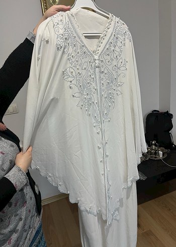 Nakışlı Bohem Kadın Beyaz Uzun Kollu Elbise - Görsel 4