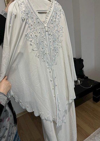Nakışlı Bohem Kadın Beyaz Uzun Kollu Elbise - Görsel 2