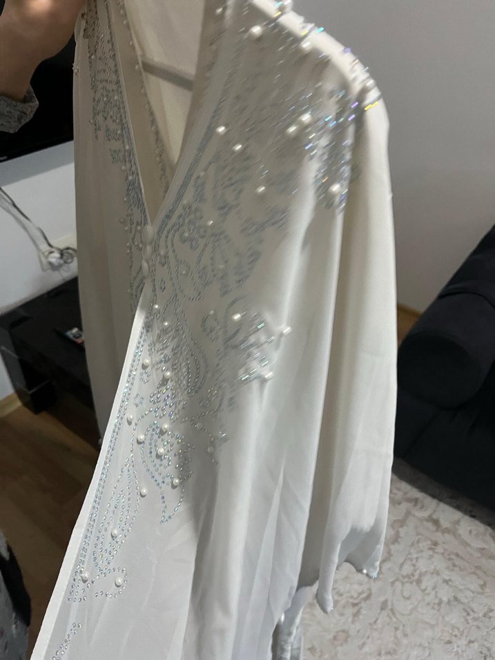 Nakışlı Bohem Kadın Beyaz Uzun Kollu Elbise - Görsel 3