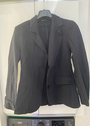 Siyah Keten Kadın Blazer Ceket