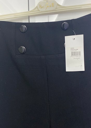 s Beden Düğmeli Siyah Kadın Kumaş Pantolon